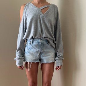 LNA Light Grey Cut Out Sweater